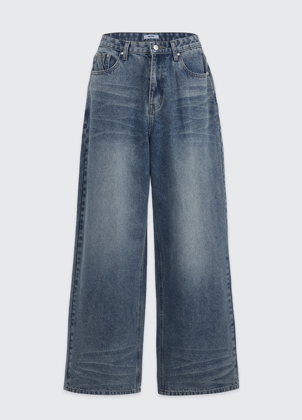 Ixra Brush Washing Wide Denim Pants