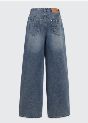 Ixra Brush Washing Wide Denim Pants