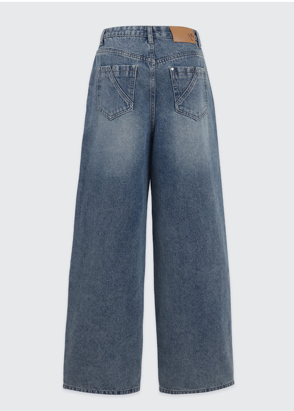 Ixra Brush Washing Wide Denim Pants