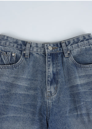 Ixra Brush Washing Wide Denim Pants