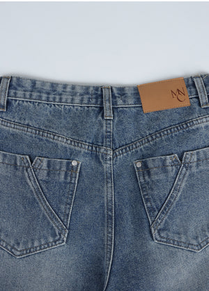 Ixra Brush Washing Wide Denim Pants