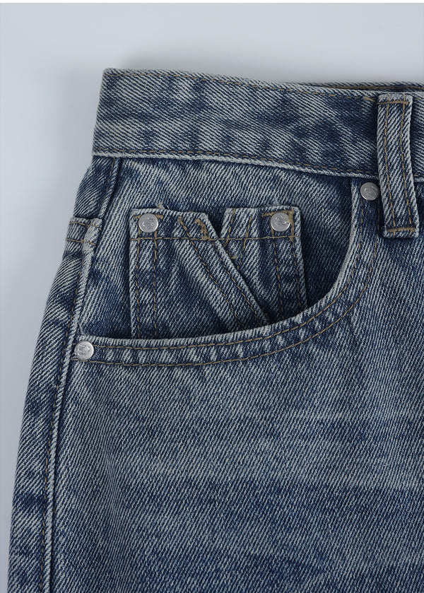 Ixra Brush Washing Wide Denim Pants