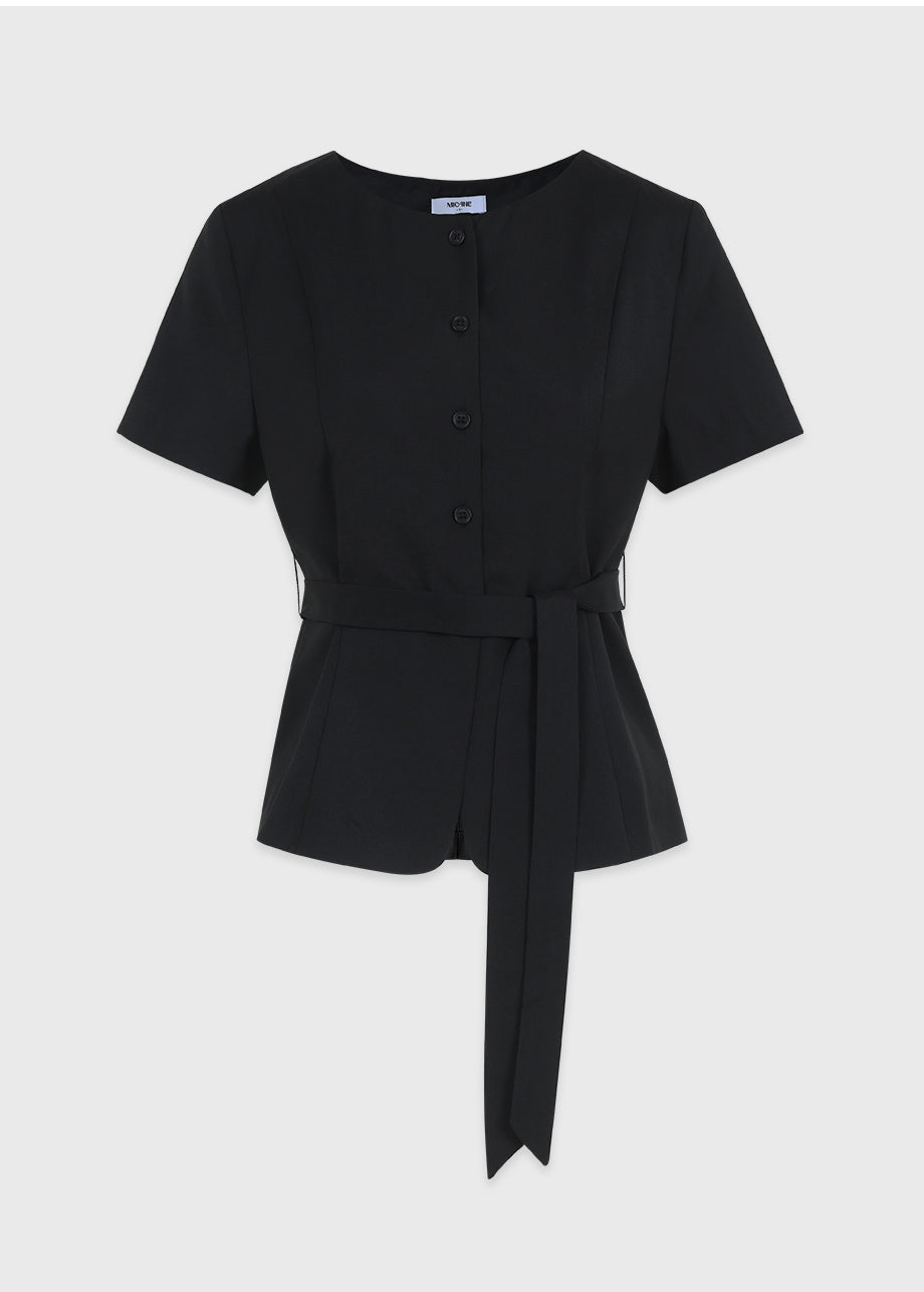 Joanna Tie Short-Sleeve Blouse
