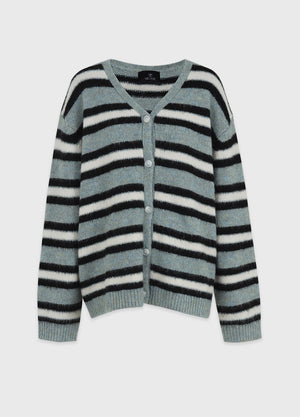 Kaia Stripe Hairy Wool Cardigan