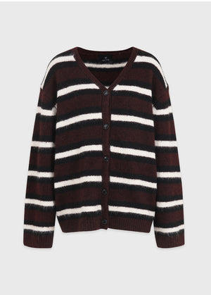 Kaia Stripe Hairy Wool Cardigan