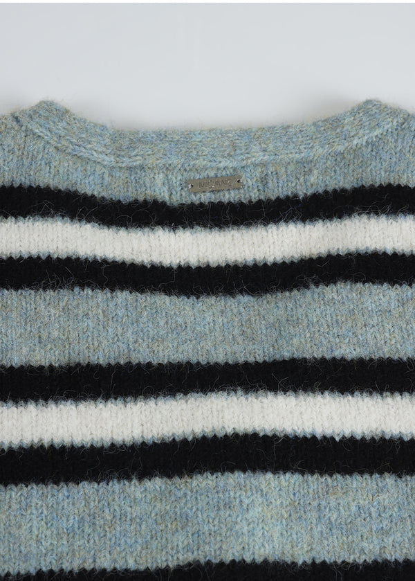 Kaia Stripe Hairy Wool Cardigan