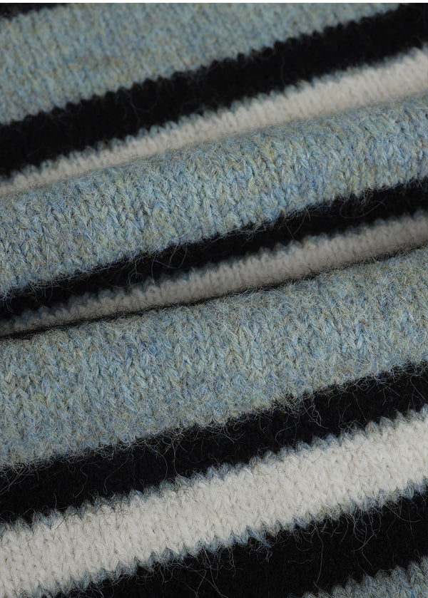 Kaia Stripe Hairy Wool Cardigan
