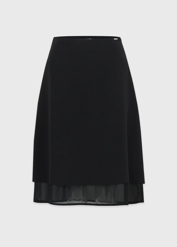 Laya Flower Jacquard Layered Mide Skirt
