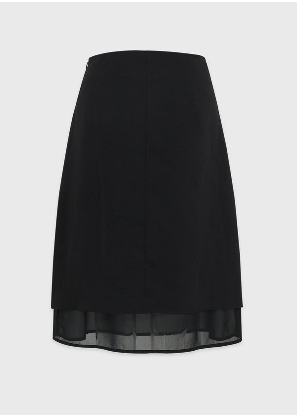 Laya Flower Jacquard Layered Mide Skirt