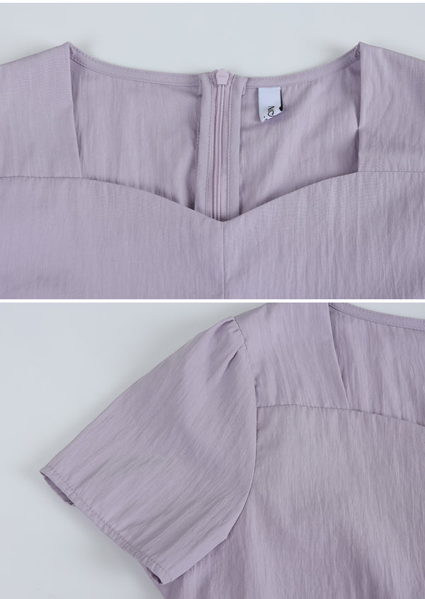 Lilac Back Strap Frill Blouse