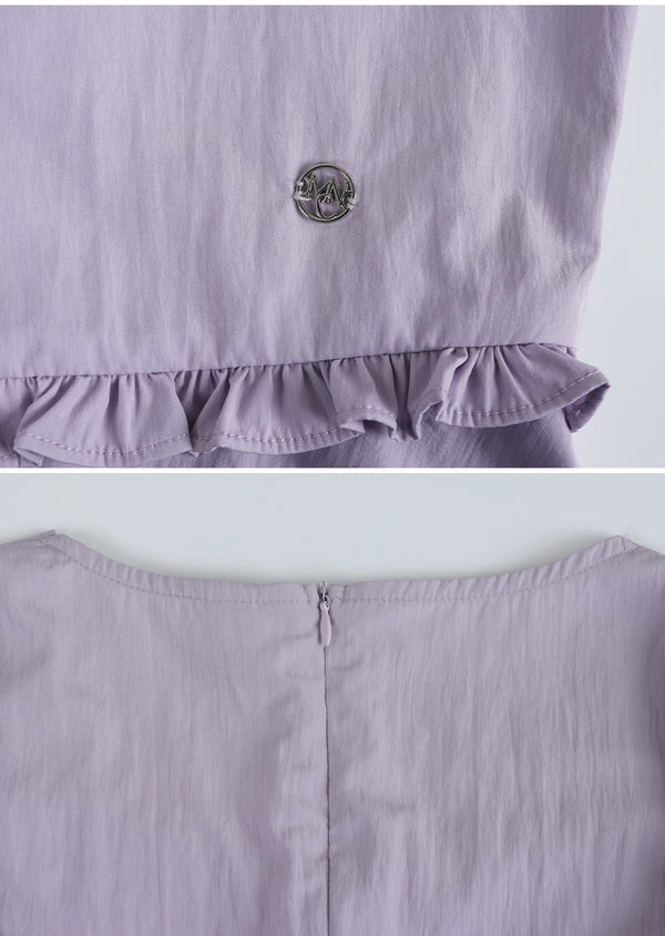 Lilac Back Strap Frill Blouse