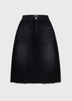 Lucian Denim Fringe Mide Skirt