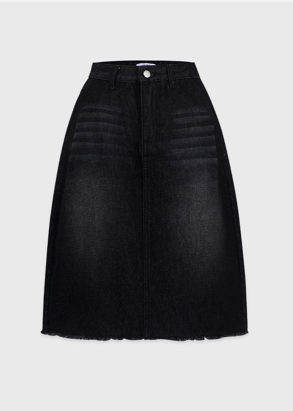 Lucian Denim Fringe Mide Skirt