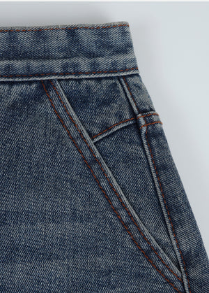Lucian Denim Fringe Mide Skirt