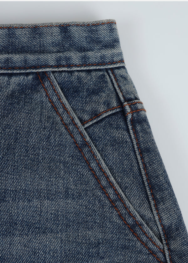 Lucian Denim Fringe Mide Skirt