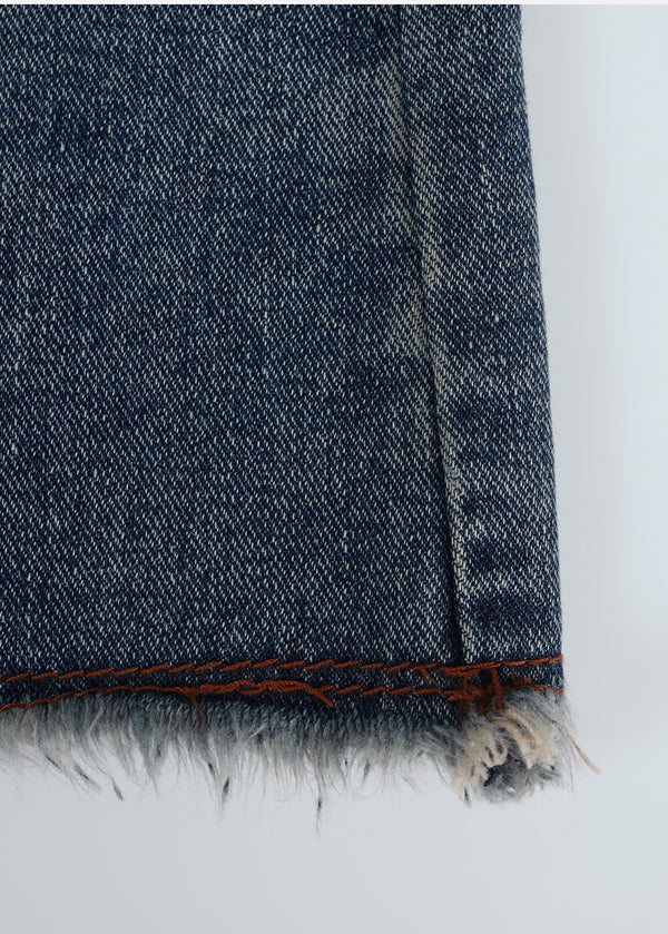 Lucian Denim Fringe Mide Skirt