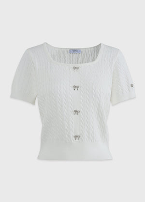 瑪格麗特方領蝴蝶結針織衫