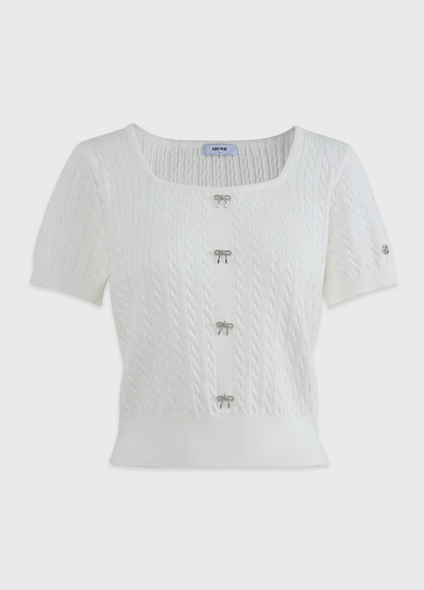 瑪格麗特方領蝴蝶結針織衫