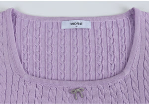 瑪格麗特方領蝴蝶結針織衫