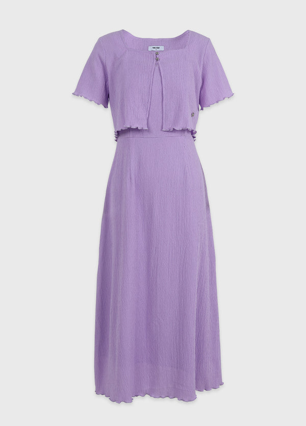 Marshmallow Crinkle Dress-Cardigan Setup