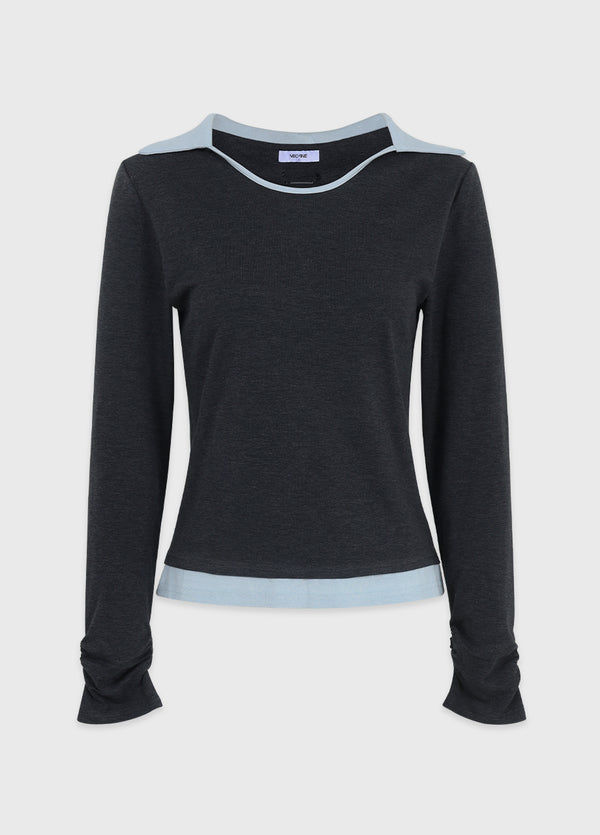 Mia Contrast Collar U-neck Tee