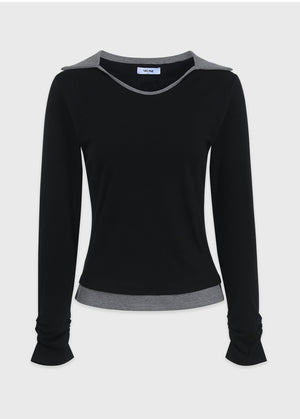 Mia Contrast Collar U-neck Tee