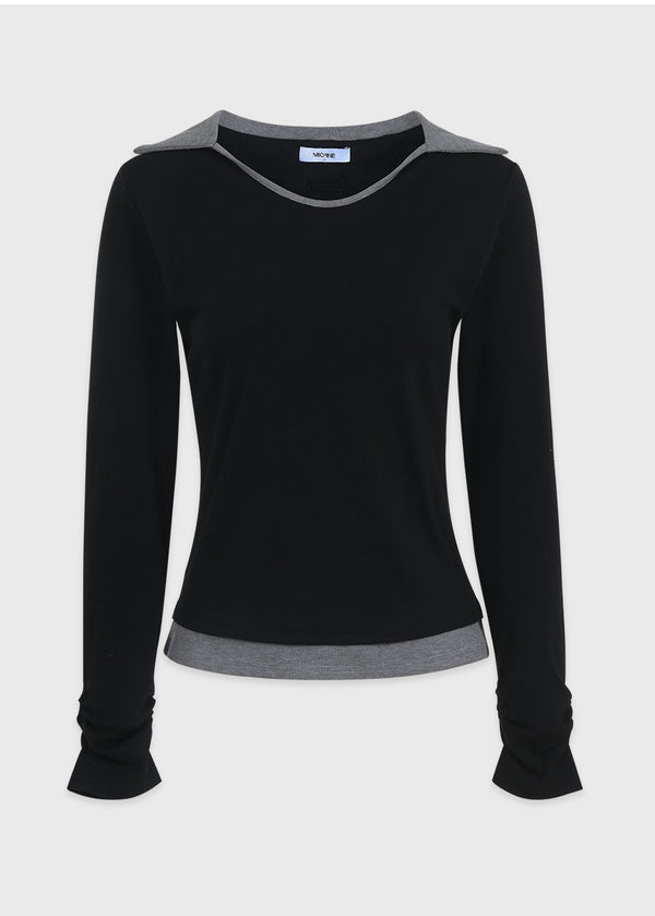 Mia Contrast Collar U-neck Tee