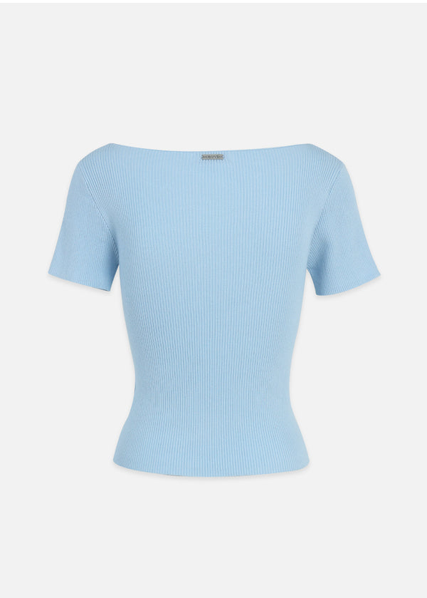 Miel Fold-over Neckline Slim Knit