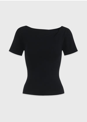 Miel Fold-over Neckline Slim Knit