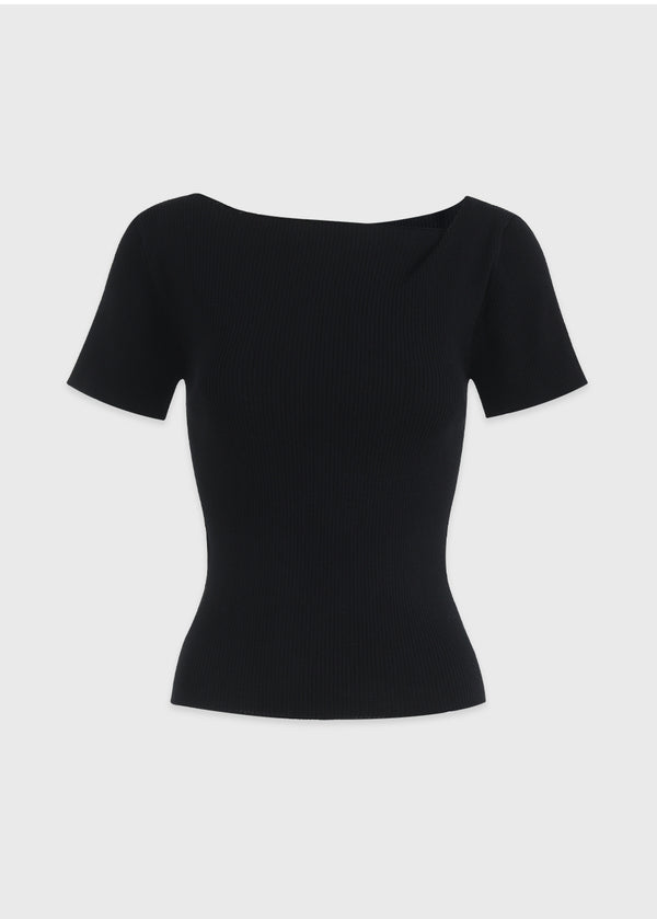 Miel Fold-over Neckline Slim Knit