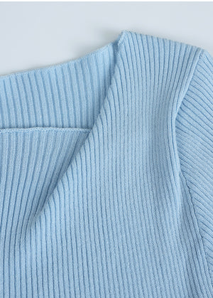 Miel Fold-over Neckline Slim Knit