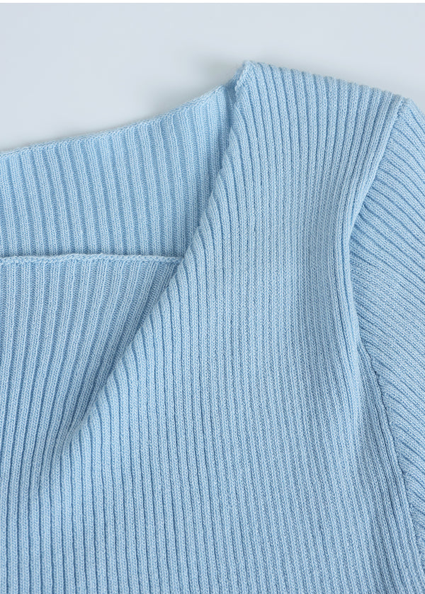 Miel Fold-over Neckline Slim Knit