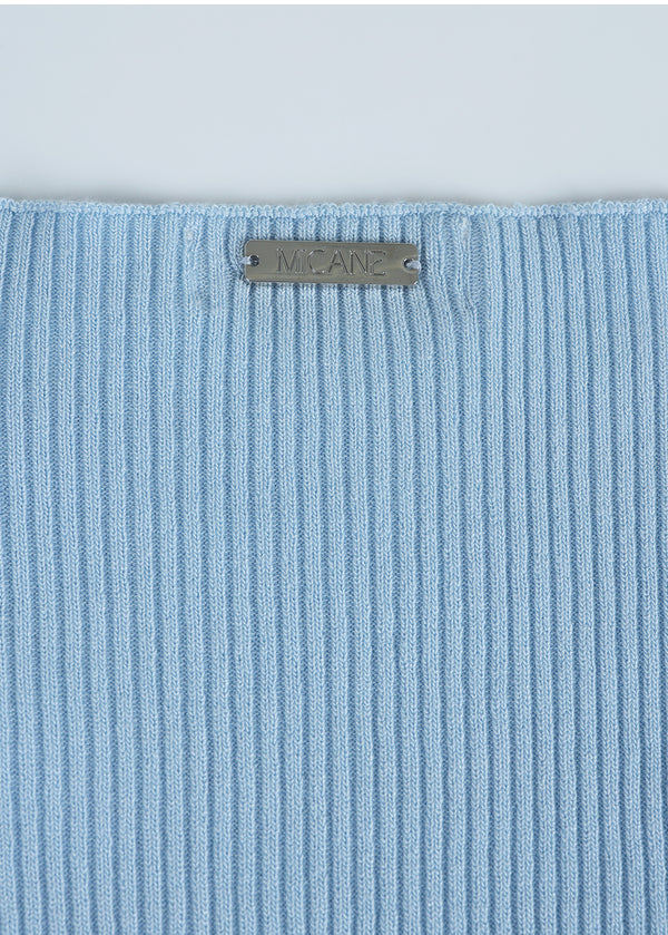 Miel Fold-over Neckline Slim Knit