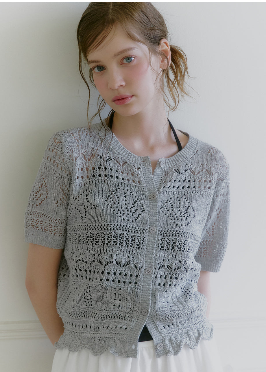 Milky Shell Crochet Cardigan