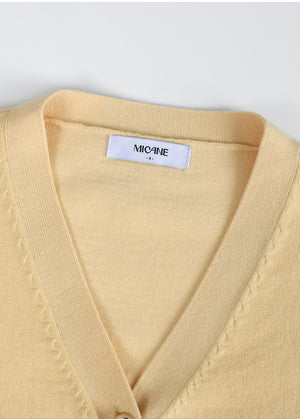Neat V-neck Cadigan Yellow