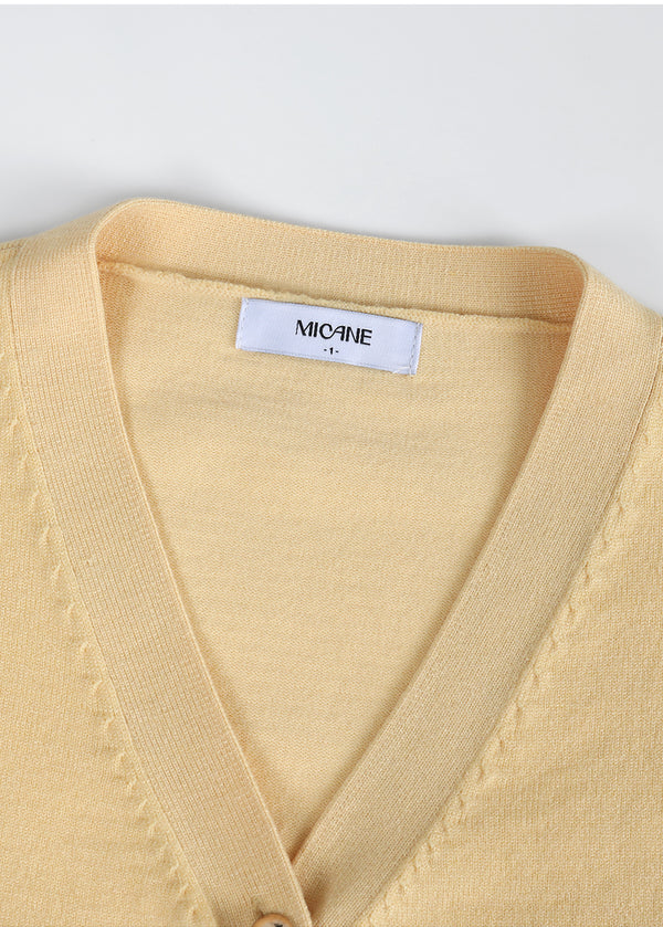 Neat V-neck Cadigan Yellow