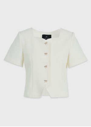 Poppy Ribbon Point Tweed Jaket