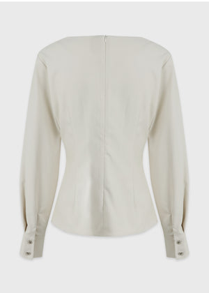 Poshly Neck Point Wrap Blouse