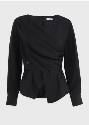 Poshly Neck Point Wrap Blouse