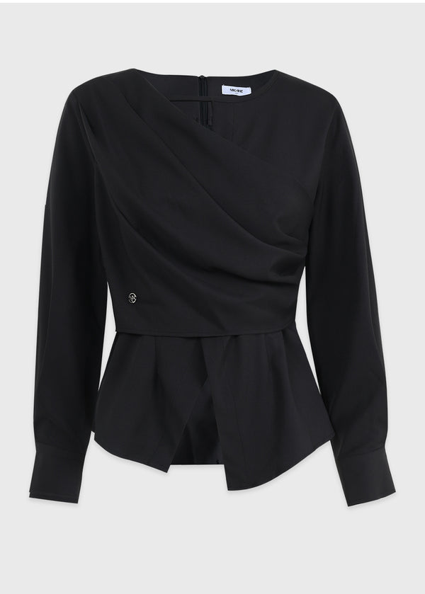 Poshly Neck Point Wrap Blouse