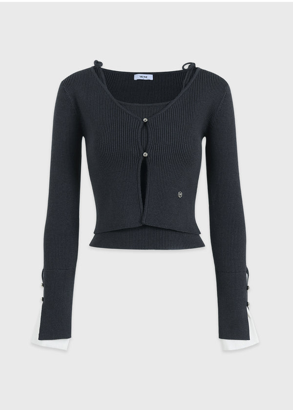 Raina Layered Cardigan-Sleeveless Setup