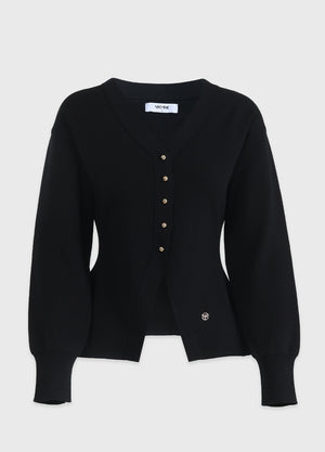 Redolence V-neck Line Cardigan Black