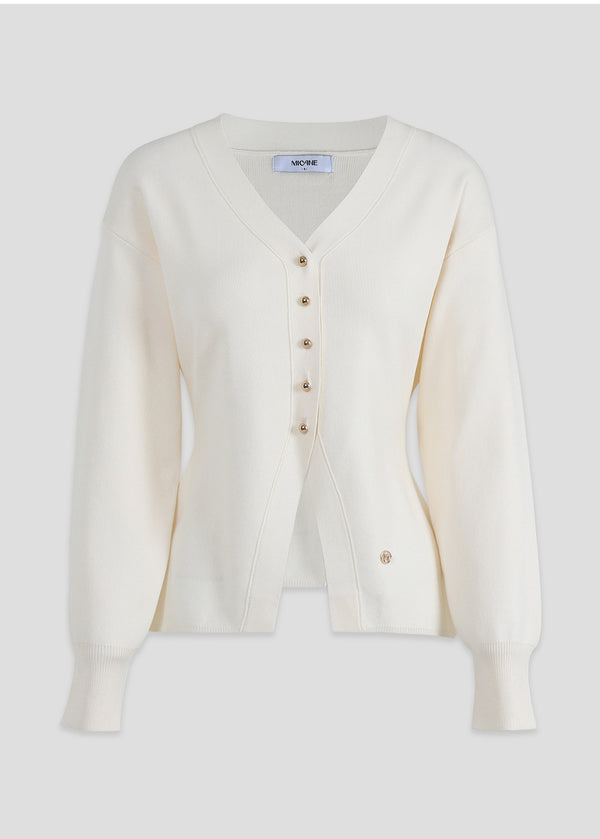 Redolence V-neck Line Cardigan Cream