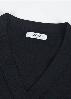 Redolence V-neck Line Cardigan Black