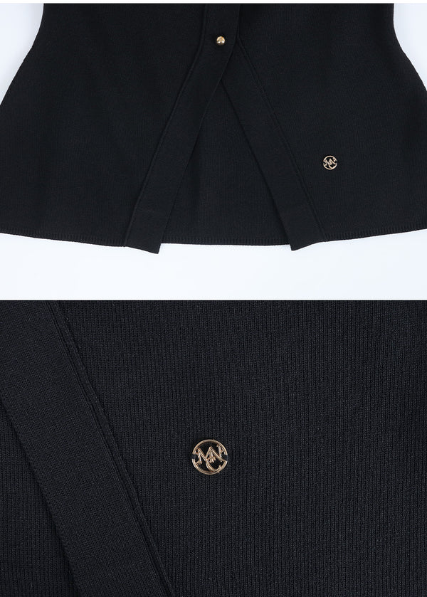 Redolence V-neck Line Cardigan Black