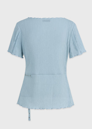 Ripple Crinkle-Chiffon Mix Strap Point Tee