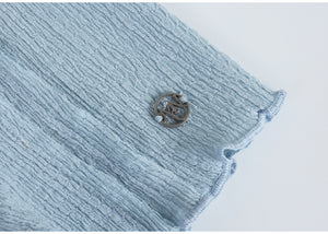 Ripple Crinkle-Chiffon Mix Strap Point Tee