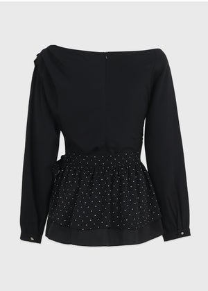 Serena One-off Shoulder Blouse-Dot Rap Skirt Setup