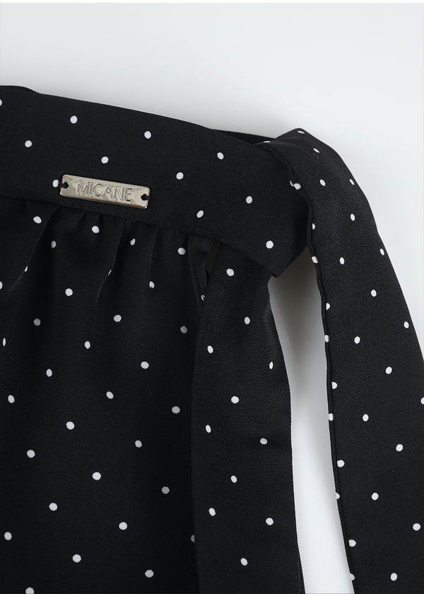 Serena One-off Shoulder Blouse-Dot Rap Skirt Setup