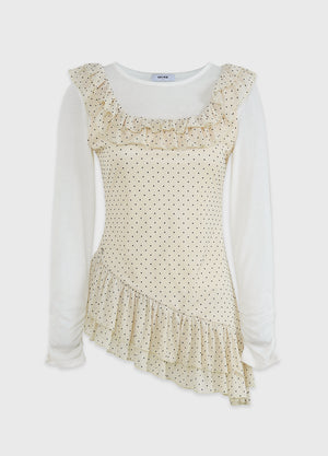 Sola Dot Frill Sleeveless-T-shirt Setup
